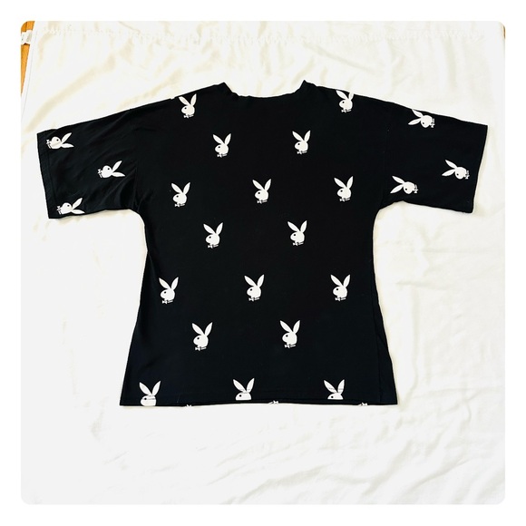 ★ Playboy Misguided Unisex Oversized Collab Graphic T-shirt - Black/White ★ - Picture 8 of 17
